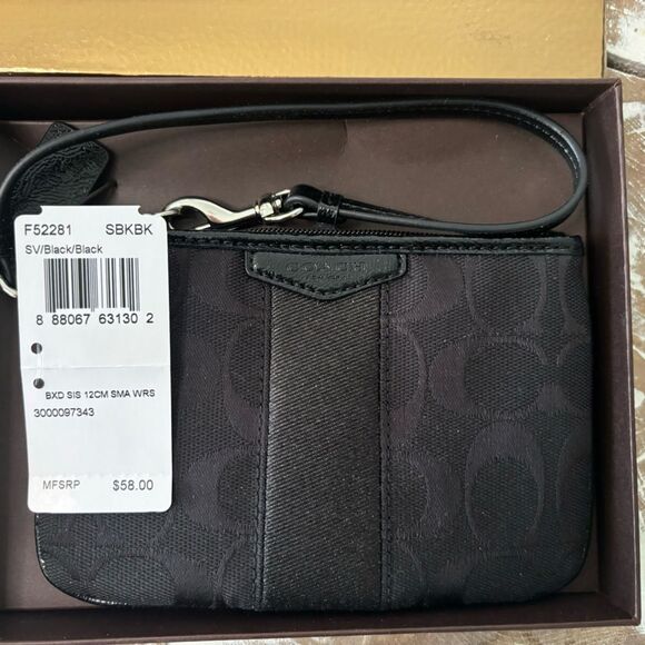 Coach Black Canvas Wristlet, New w/ Tags and Box - Picture 2 of 5